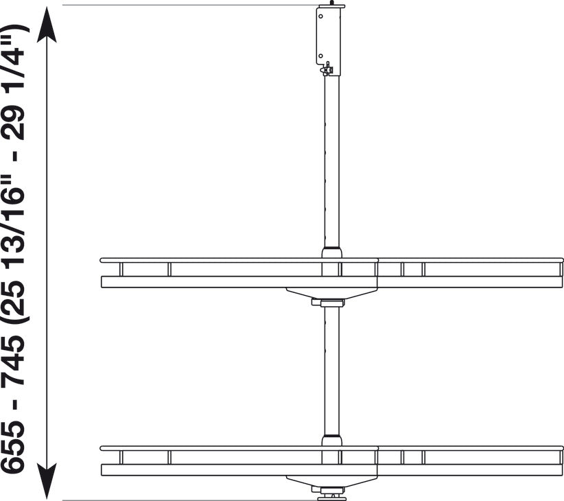 Bottom and Top Mounting Center Post, for Kidney Shaped Shelves