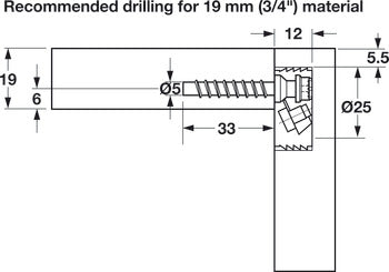 DC-25 Dowel/Cam Connector, with Zinc Alloy Bolt, DC-25