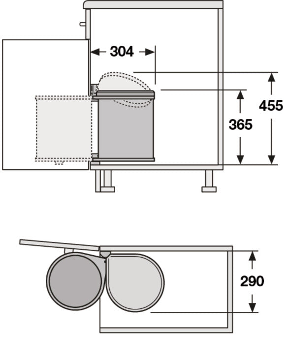 Side Panel/Door Mounted Waste Bin, Side Panel/Door Mounted