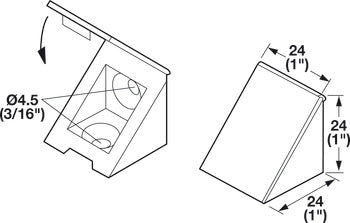 Angle Bracket, with Attached Cover Cap, Plastic