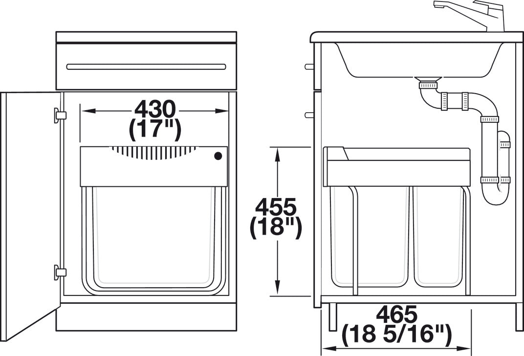 Waste Bin Pull-Out, Hailo Easy Cargo 50, Double