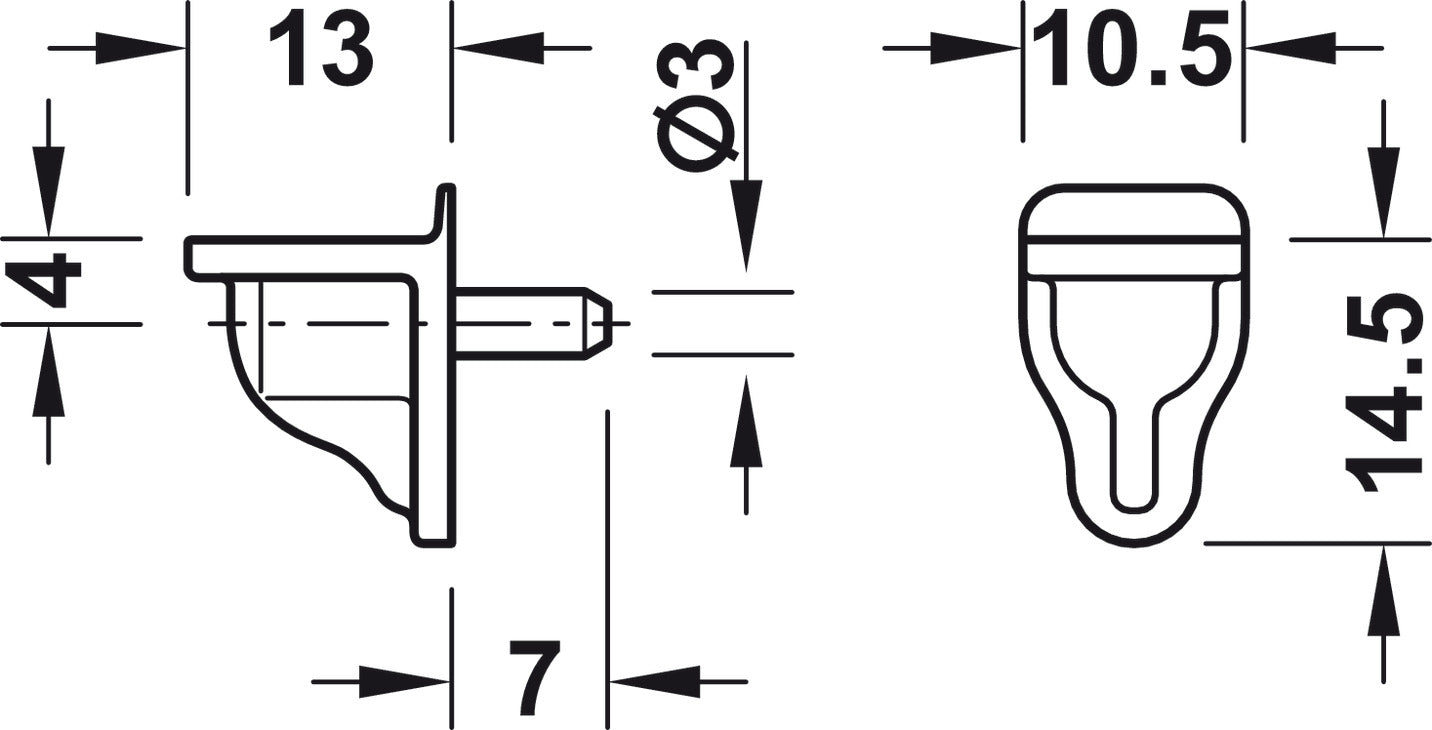 Shelf Support, Ø3 mm