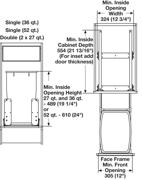 Waste Bin Pull-Out, Häfele Matrix, Double, 2 x 27 qt