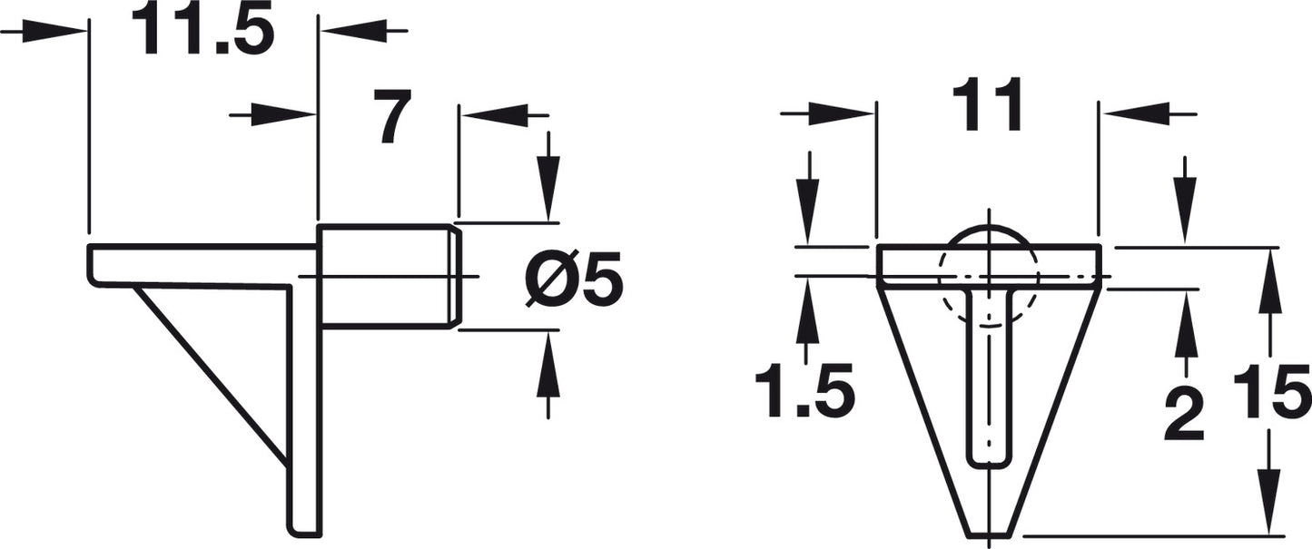 Shelf Support, Ø5 mm