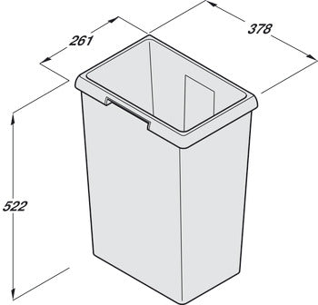 38 Liter Replacement Waste Bin, for Hailo Euro and Easy Cargo Pull Out Units