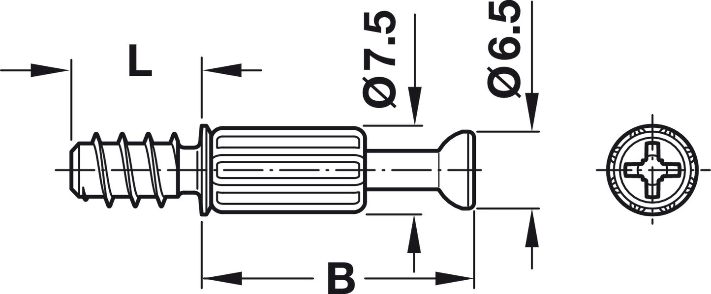 Connecting Bolt, S200, reduced play, System Minifix