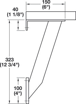 Countertop Support, Aluminum, Rectangular Flat