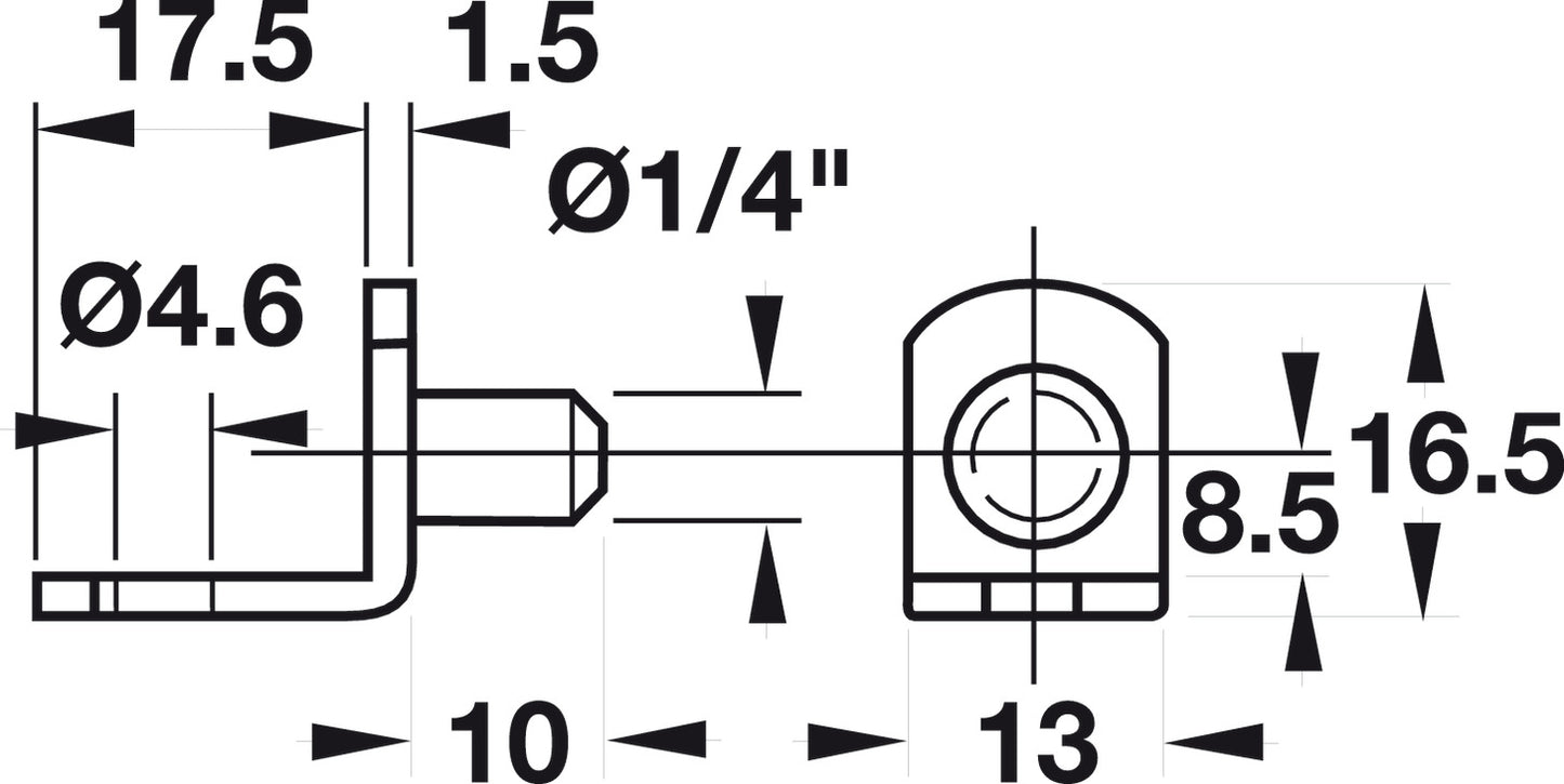 Metal Shelf Supports, Ø1/4", with Securing Screw Hole