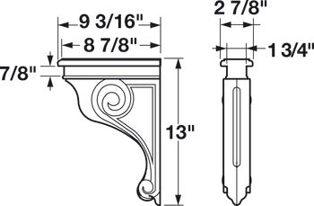 Corbel, 13 x 2 7/8 x 9 3/16" (H x W x D)