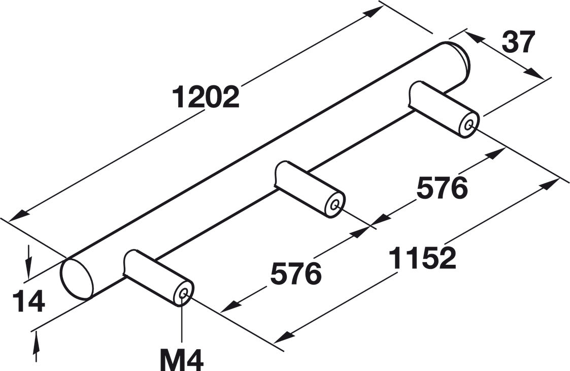Bar Handle, Stainless Steel Grade 304