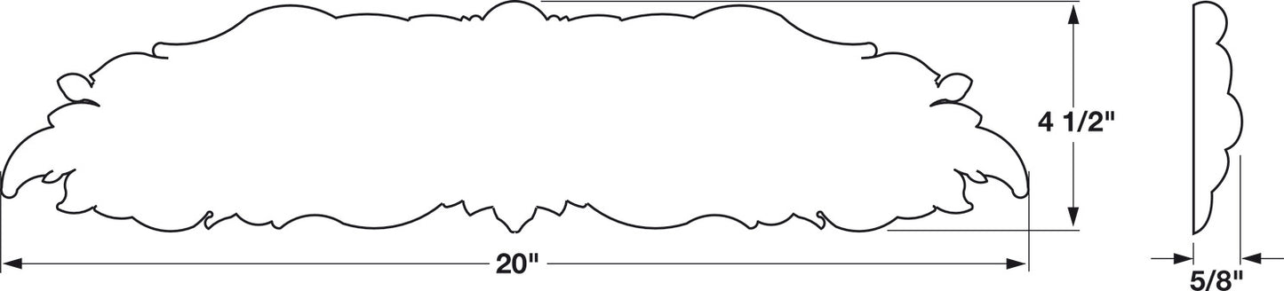 Onlay, 20" x 4 1/2" x 5/8" (W x H x D)