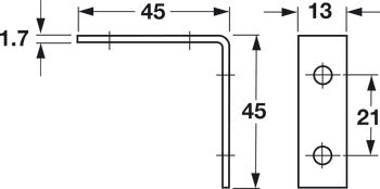 Angle Bracket, Steel, 16 ga.