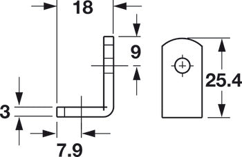 Angle Bracket, Steel, 11 ga.