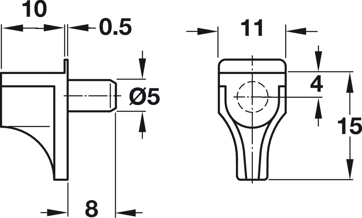 Shelf Support, with Steel Pin
