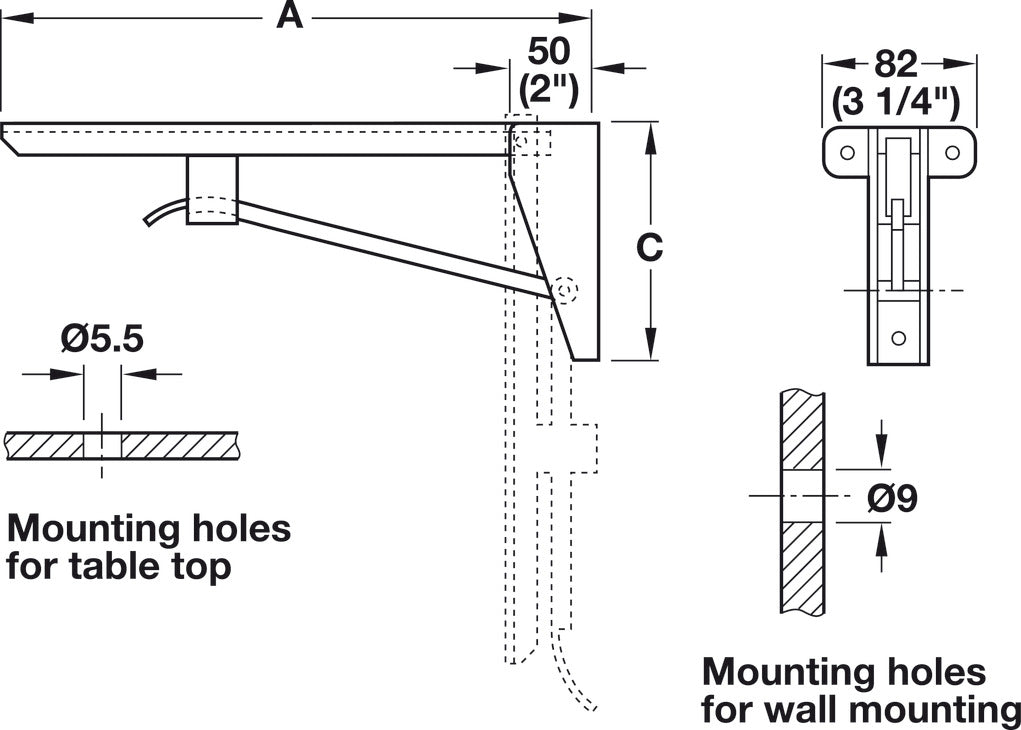 Folding Table Bracket, Hebgo, Light-Duty