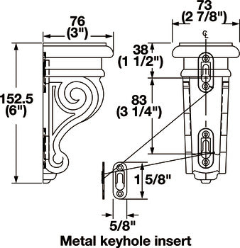 Corbel, 6" x 2 7/8" x 3" (H x W x D)