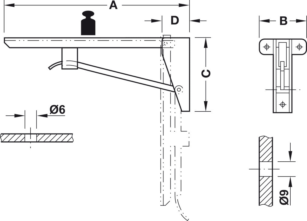 Folding Table Bracket, Hebgo, Light-Duty
