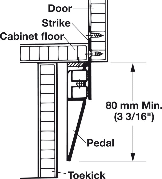 Door Opener, for Hinged Base Cabinet Doors
