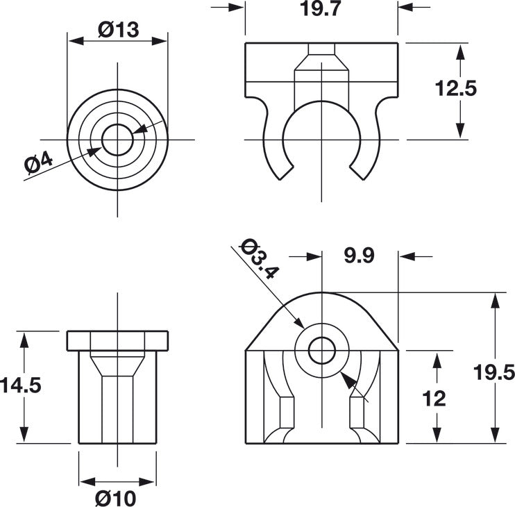 Uni-Connector, Plastic, Black