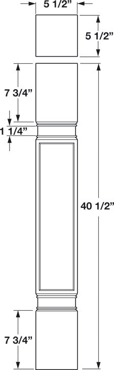 Wood Post, 40 1/2" x 5 1/2" x 5 1/2" (H x W x D)