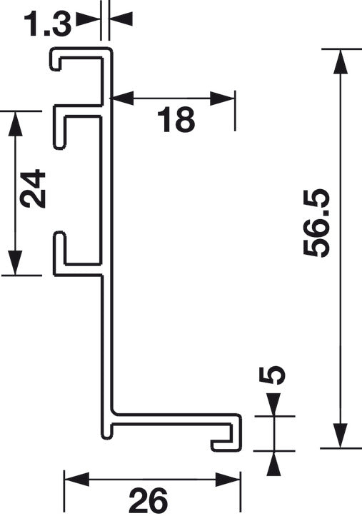 L-Profile, Horizontal, Aluminum, 2895 mm