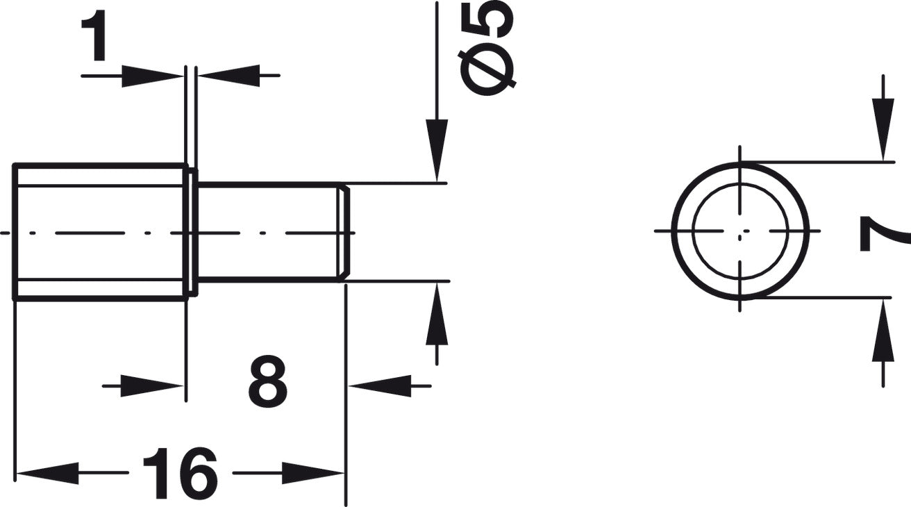 Shelf Support, with Cap, Ø5 mm