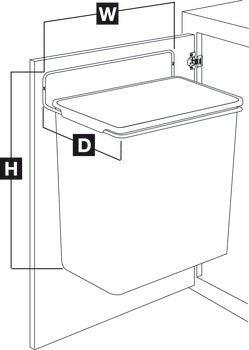 Door-Mounted Waste Bin, KV, 9 Qt