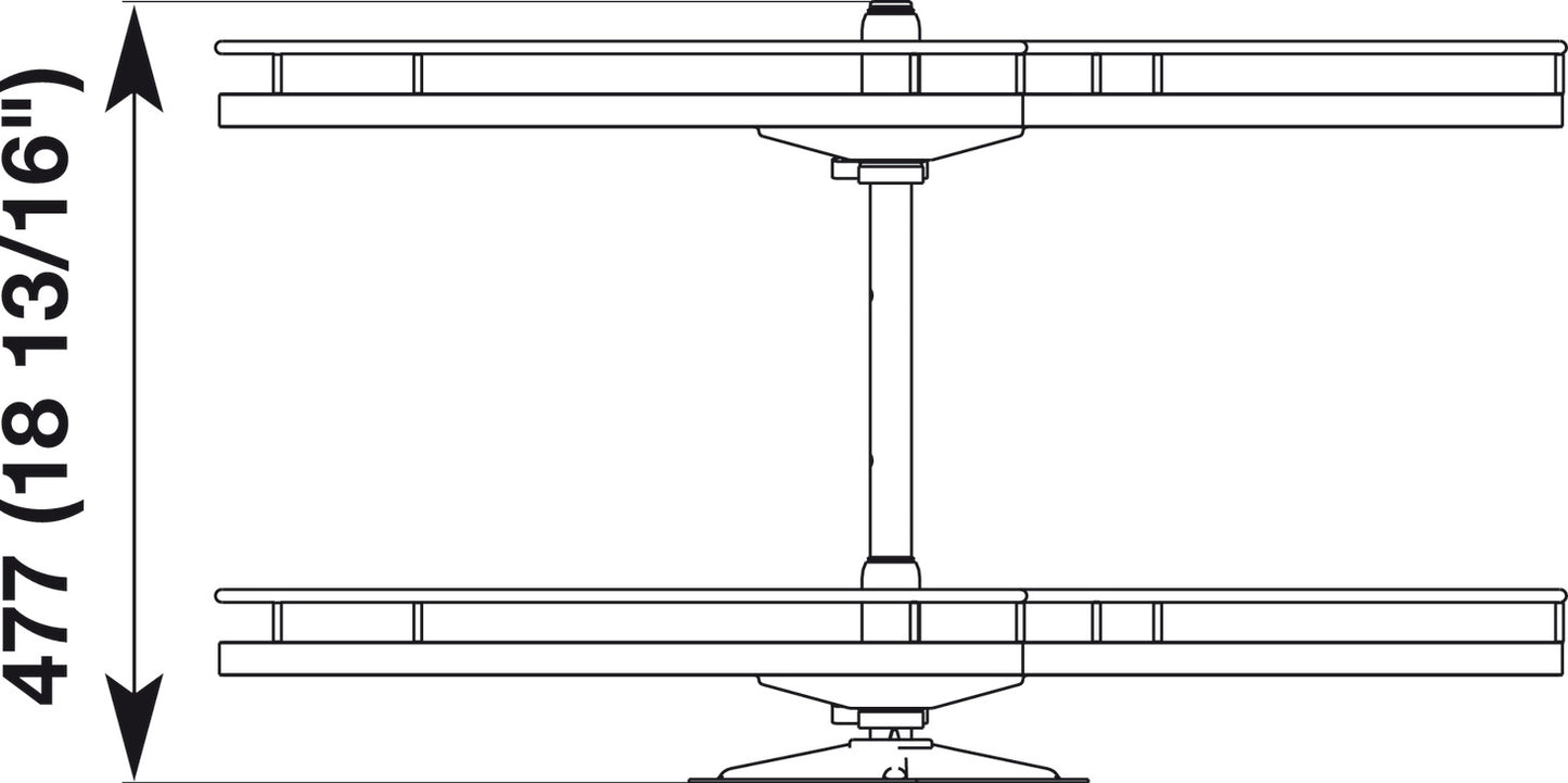 Bottom Mounting Center Post, for Kidney Shaped Shelves