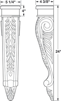 Corbel, 24" x 5 1/4" x 4 3/8" (H x W x D)
