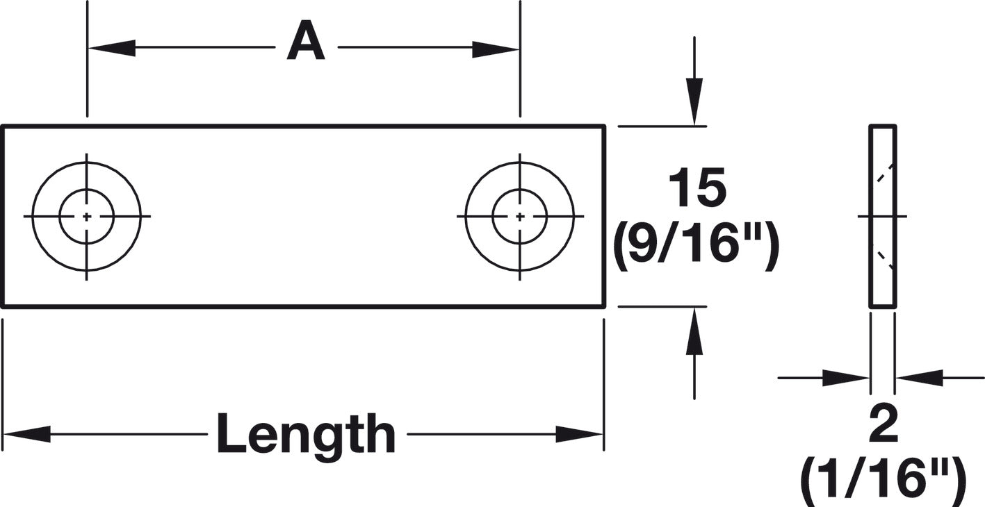 Mending Plate, with 2 Screw Holes