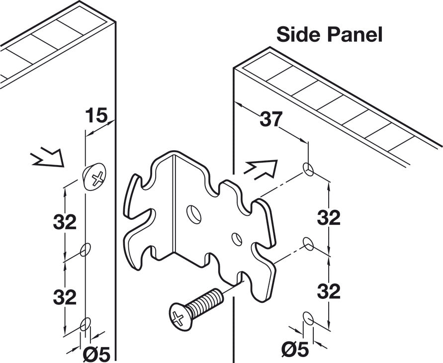 Universal Connecting Bracket, for 32 mm Series Holes