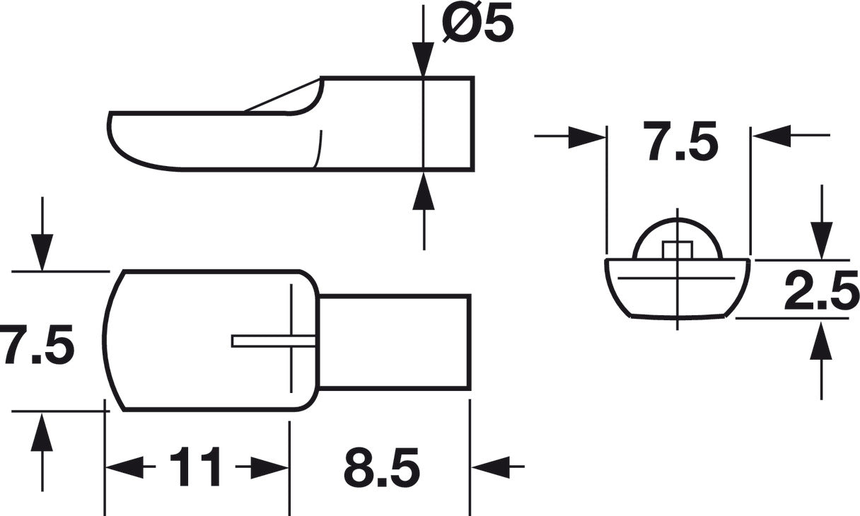 Shelf Support, Anti-Slip, Ø5 mm