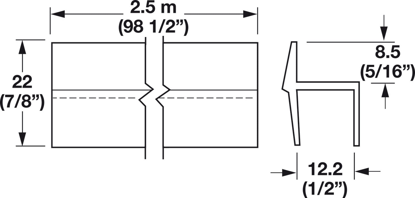 Plastic Rail, for Hanging File System, 2.5 m