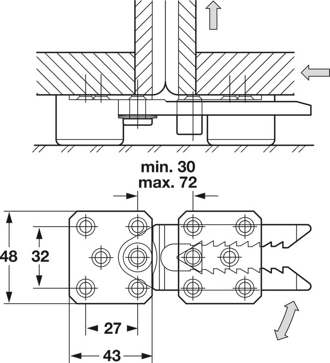 Upholstery Ganging Device Connector, Horizontal Mounted