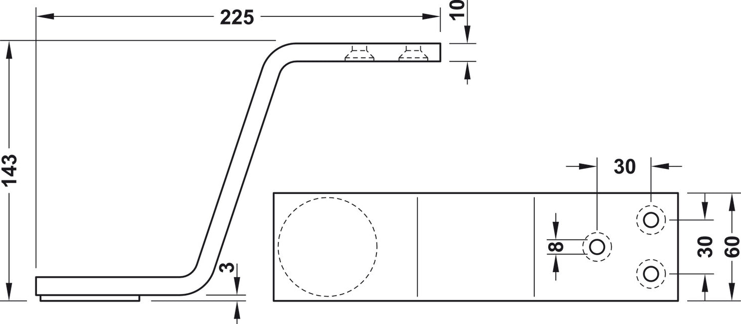 Furniture foot, with plate, without height adjustment, with felt glide