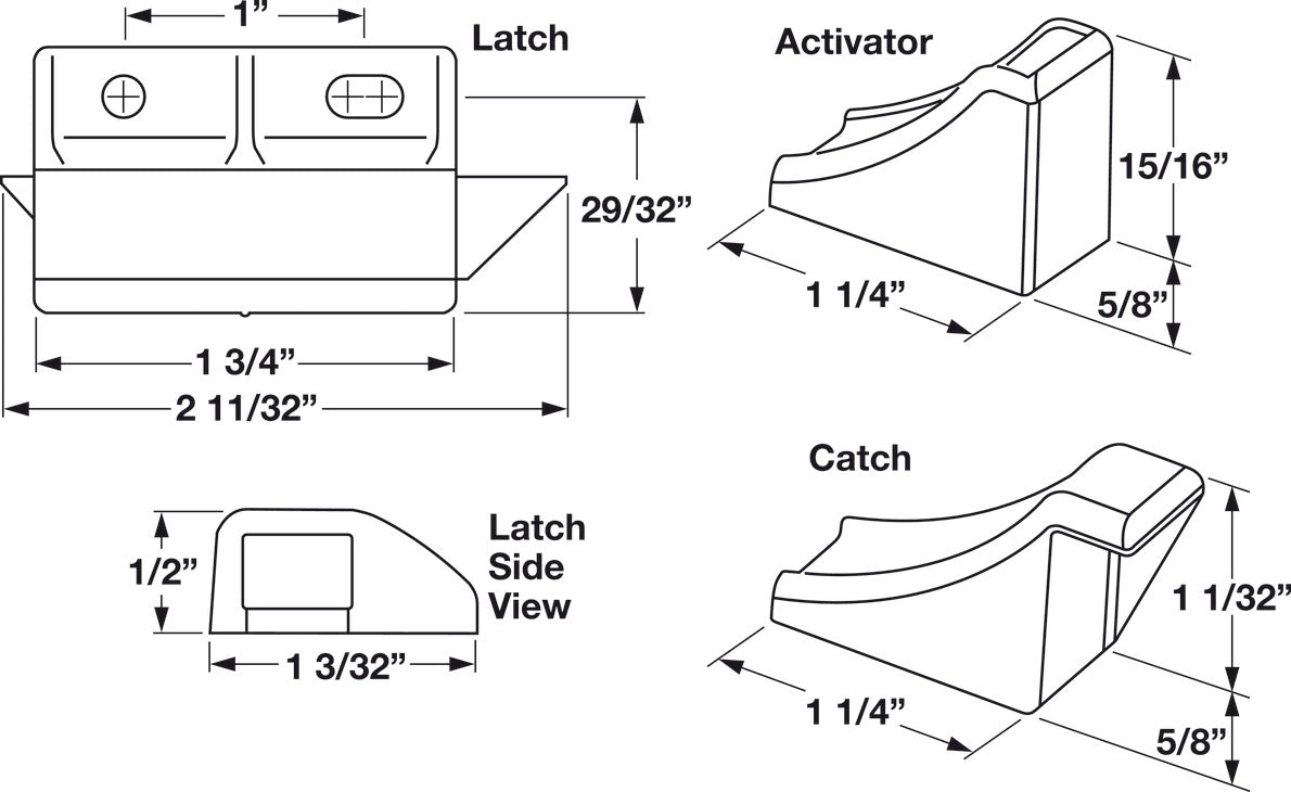 Double Door Latch Kit, Plastic