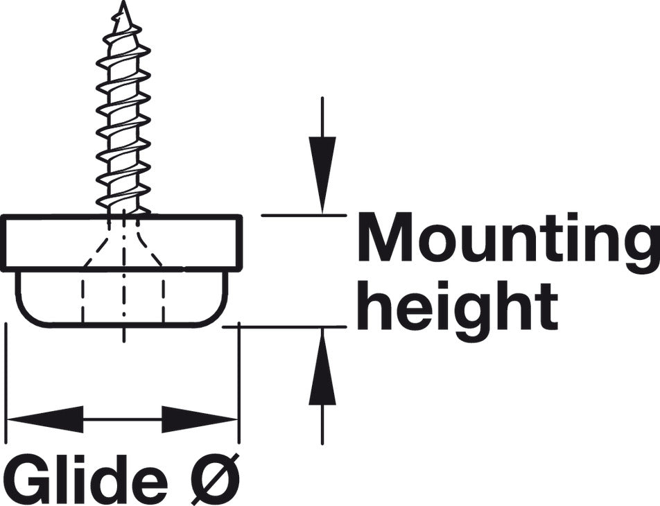 Furniture Glide, height 10 mm, Screw-in