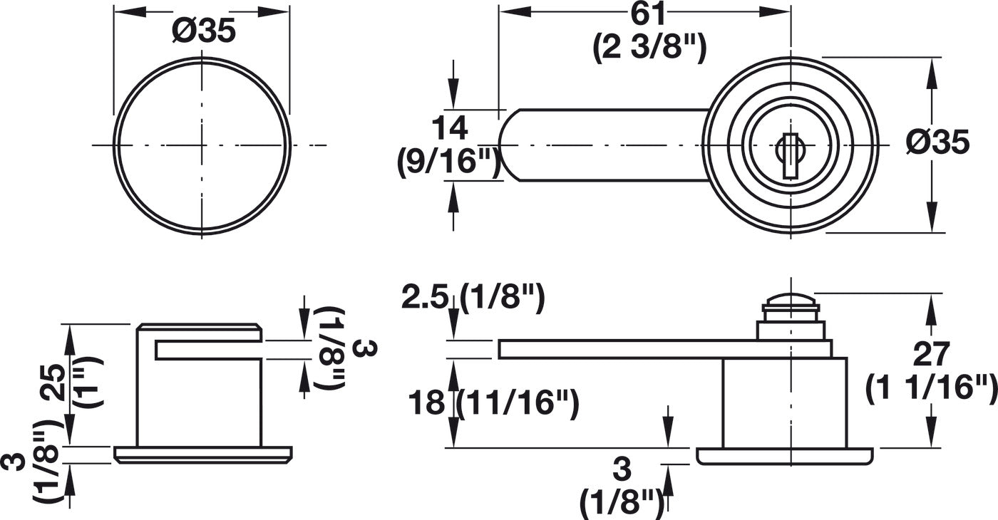 Glass Door Cam Lock, for Double Doors