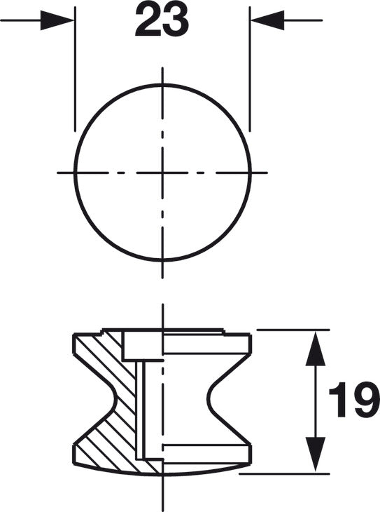 Push-Button Knob, for Push-Lock, Plastic