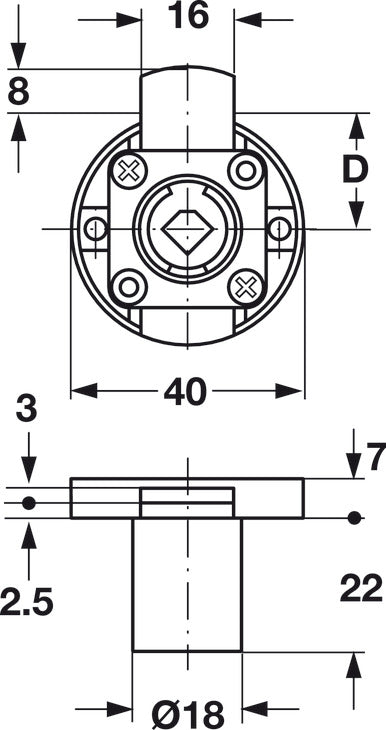 Inlaid Lock, Symo, Backset 20 mm