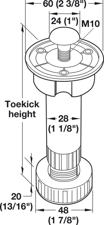 Base Cabinet Leveler, Ø28 mm