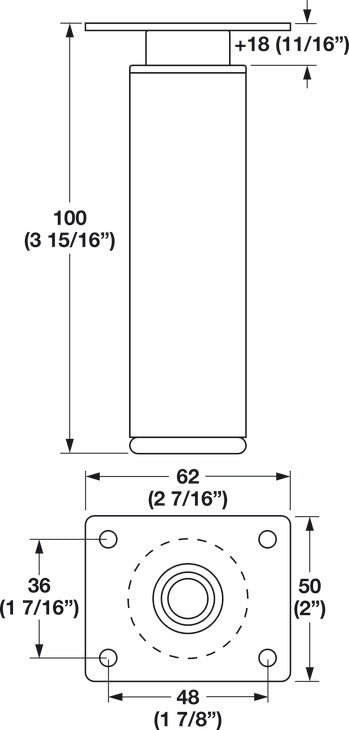 Furniture Foot, Round, 100 mm (4")