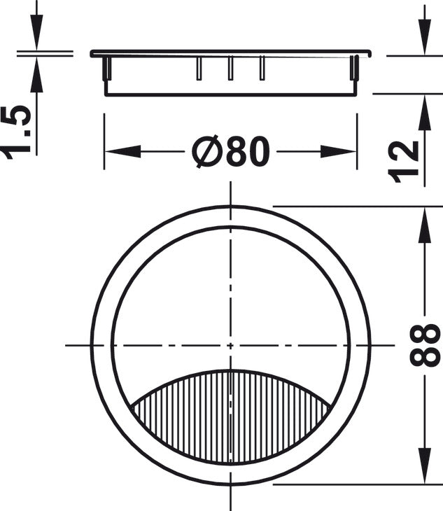 Metal Cable Grommet, Two-piece, Round