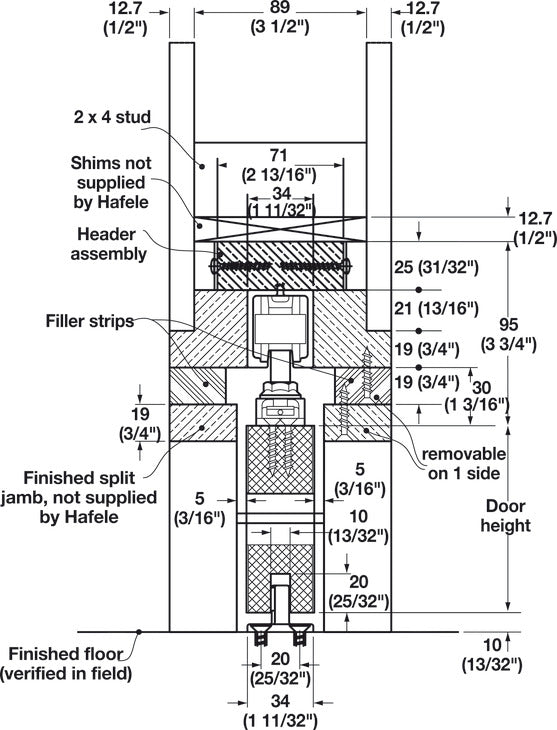 Pocket Door Framing Kit With Jr. Sliding Hardware, Futura