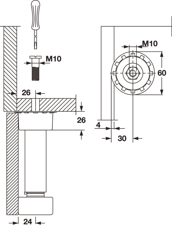Mounting Socket, XT Metal