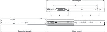 Accuride 7434 Progressive Side Mounted Slide, 1" Overtravel; 100 lbs Weight Capacity