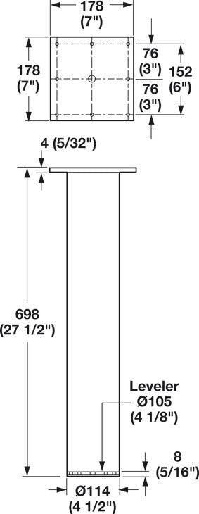 Support Leg, Single Column, Ø114 mm (4 1/2")