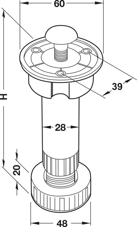 Base Cabinet Leveler, Ø28 mm