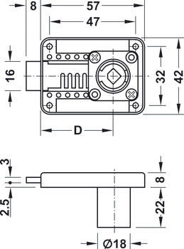 Deadbolt Rim Lock, Backset 15 - 40 mm, Symo 3000