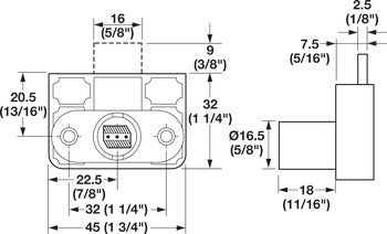 Deadbolt Lock, 9 mm Throw, Square